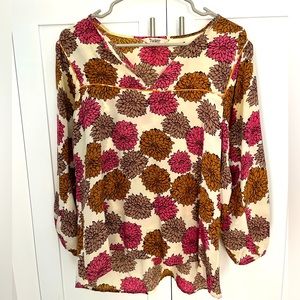 Tucker silk blouse (peony print)